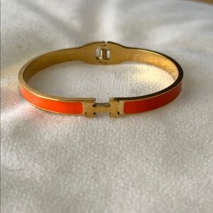 Fashion Gold and Orange “H” Enamel bangle Bracelet NWOT